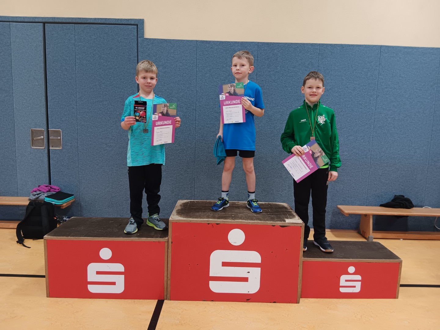 43. Mini-Meisterschaften 2026 beim Kreisentscheid im Kreis Bautzen in Hochkirch - Siegerehrung bei den Jungen in der Altersklasse 8 Jahre und jünger - Foto von Ines Mietzsch